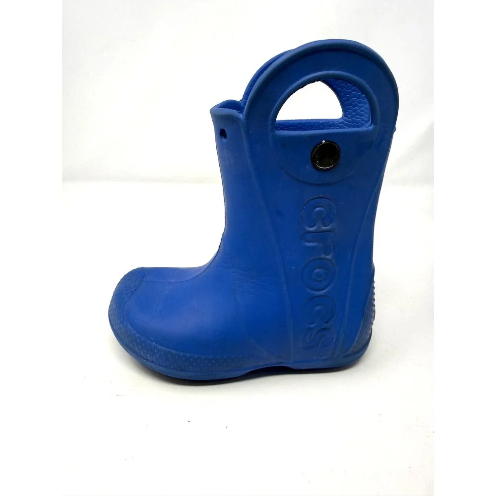 Crocs Kids Handle It Rain Boots Blue Waterproof Pull On Shoes C10 Size 10